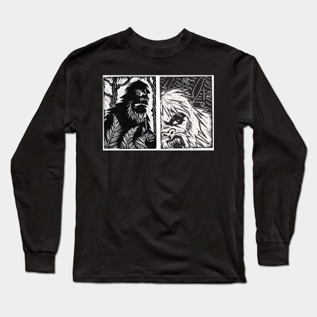 Sasquatch and Yeti in Balance Long Sleeve T-Shirt by blackhaireddemon